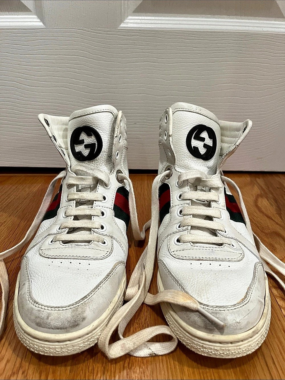 Gucci Coda Web Stripe High Top Sneaker Sneakers White & Red EU 38